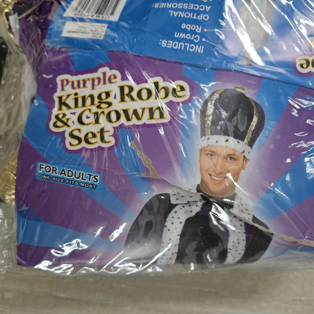 Halloween Costume Purple King Robe & Crown Set